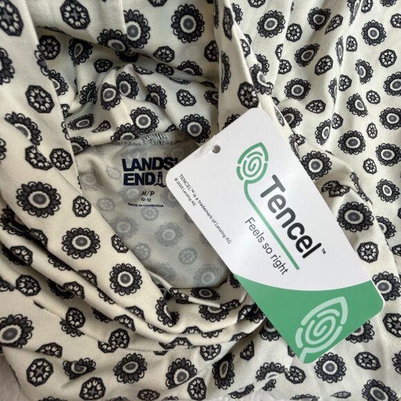 Lands' End Womens Floral Long Sleeve Turtleneck Top Medium 10-12 Stretch New - Picture 3 of 7